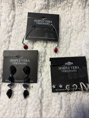 Simply Vera Vera Wang Red Drop & Black Statement Earring Set